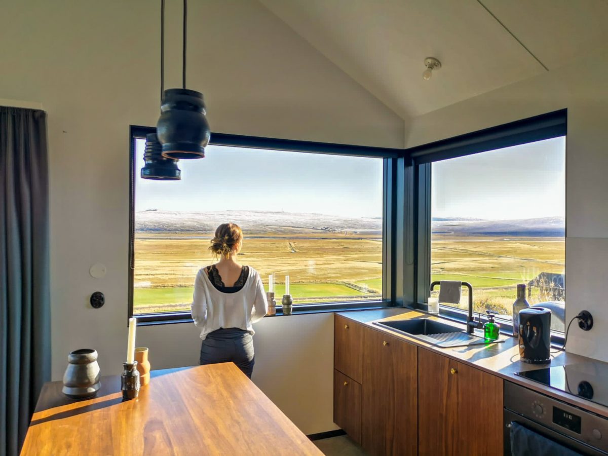 Aussicht aus der Svartaborg, Ferienhaus in Island