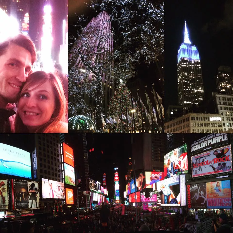 New York bei Nacht: Times Square, Empire State Building und Rockefeller Center Weihnachtsbaum