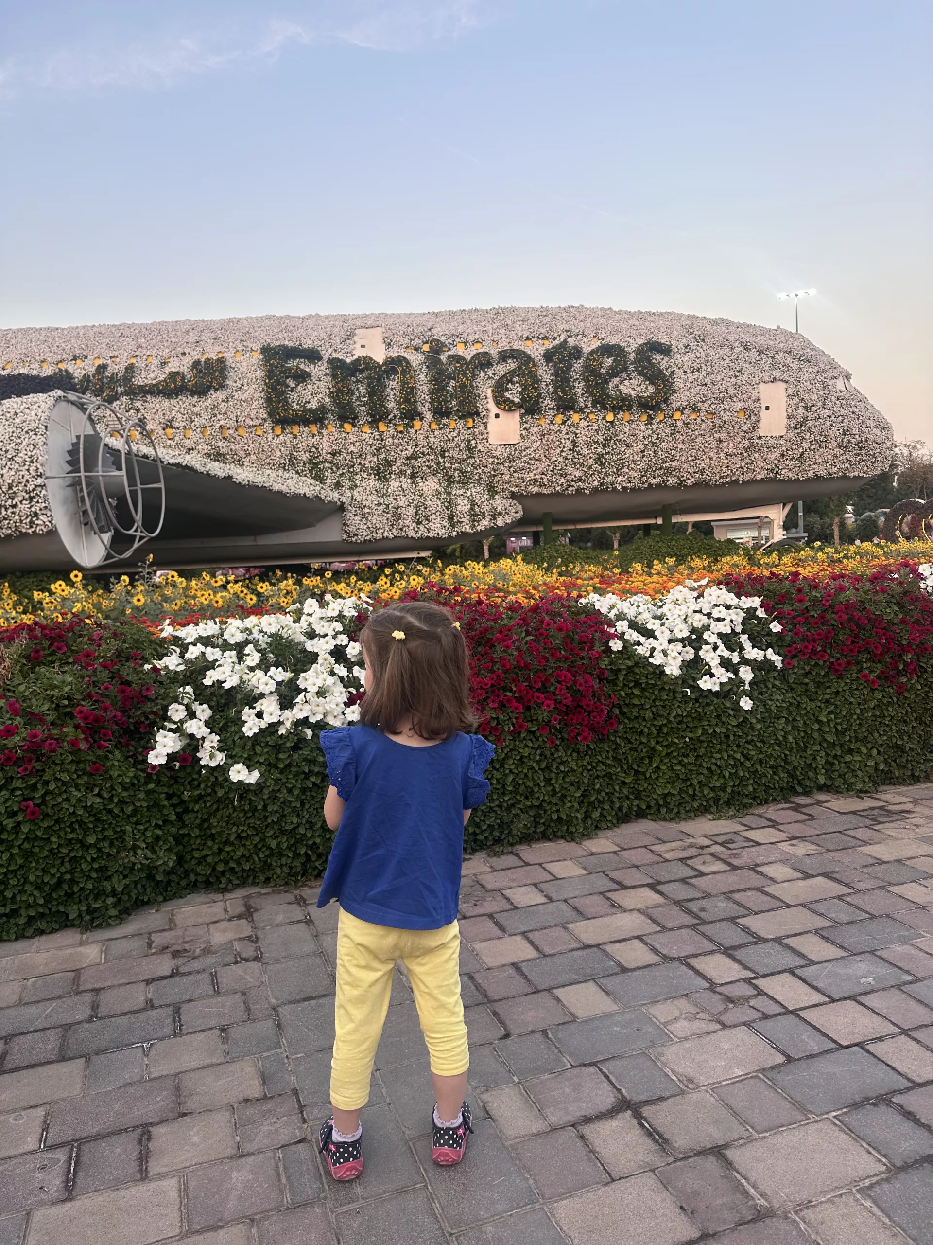 Unser Highlight: Das Emirates Flugzeug aus Blumen im Miracle Garden Dubai