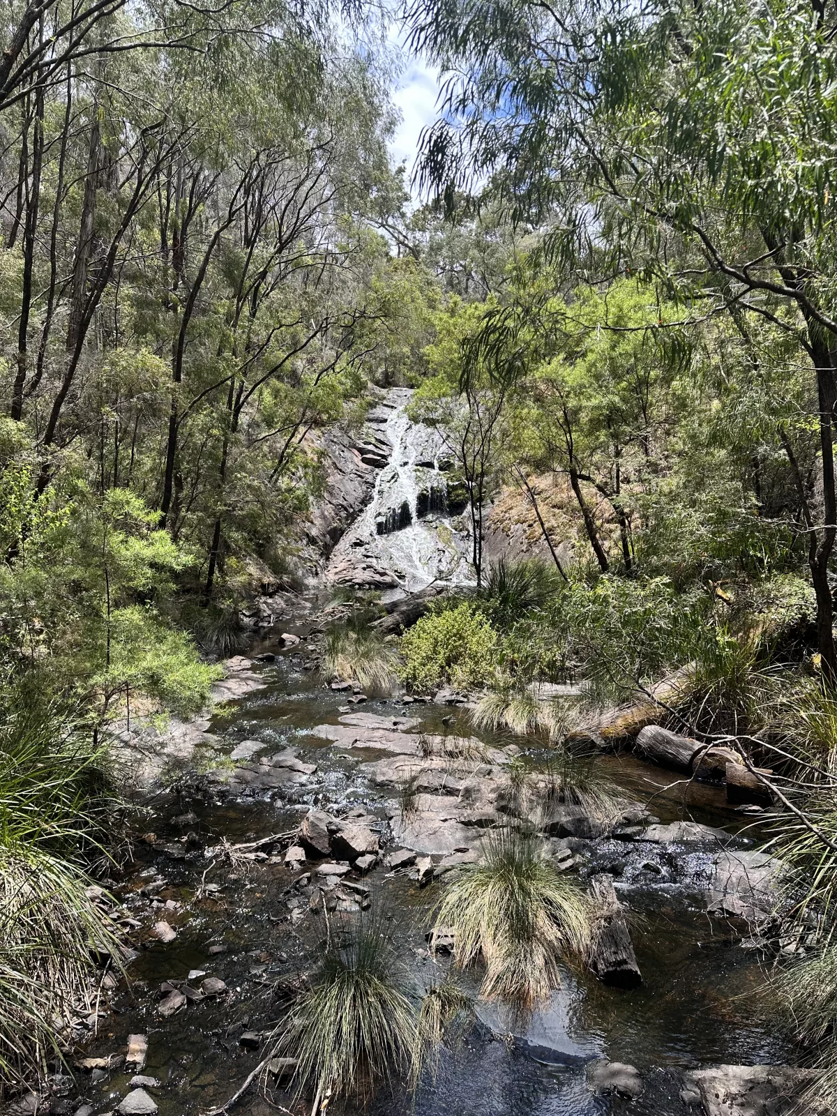 Wir schauen uns unterwegs die Beedelup Falls an