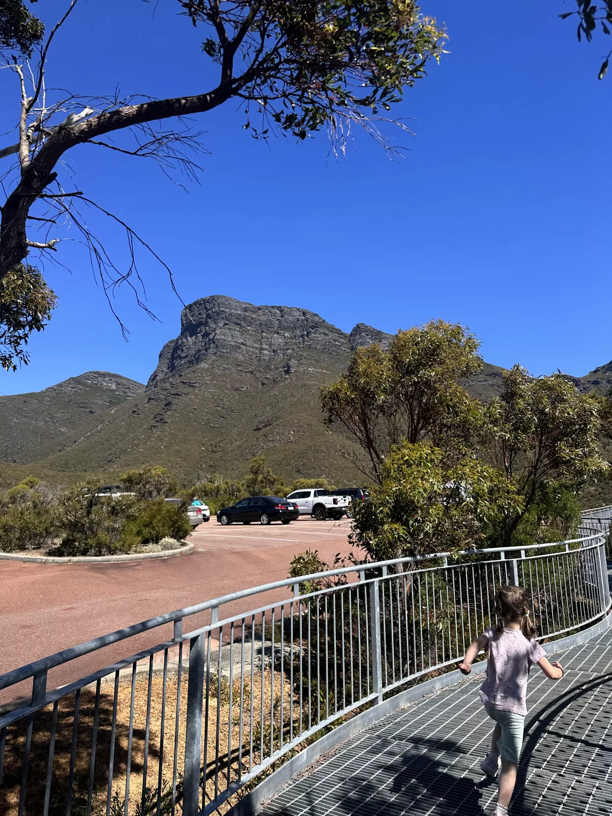 Und dann geht es zurück zum Auto Zurück zum Auto auf dem Parkplatz am Bluff Knoll