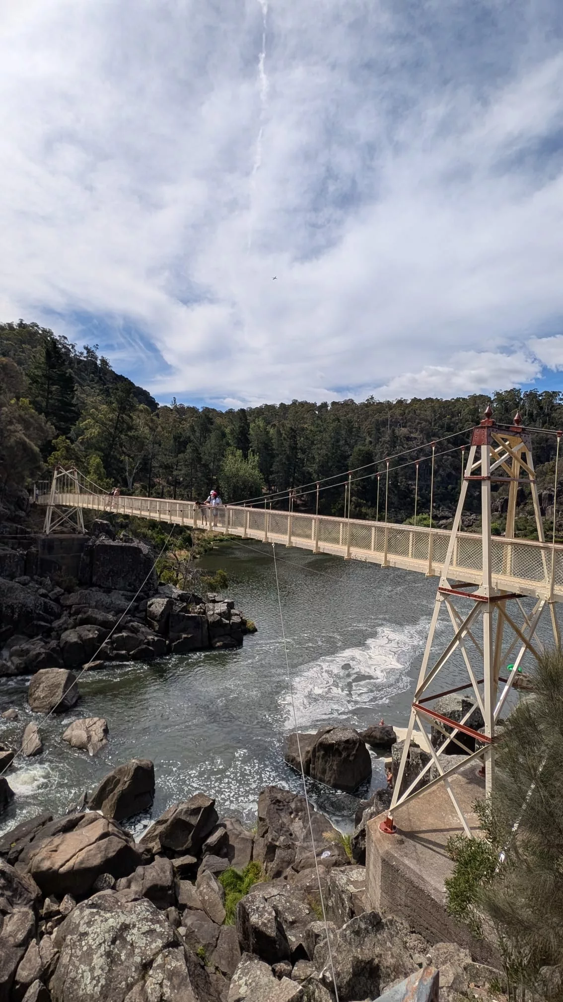 Über die Hängebrücke sind wir natürlich auch gegangen Über die Hängebrücke an der Cataract Gorge sind wir natürlich auch gegangen