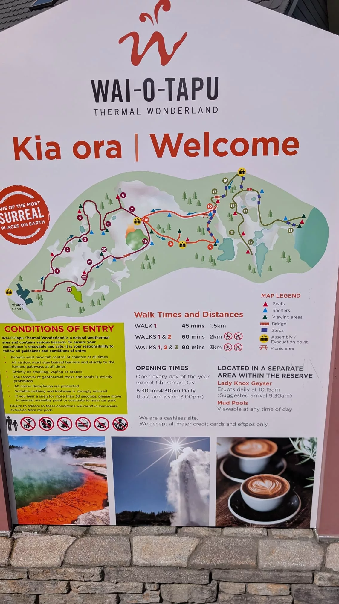 Kleine Übersicht über die Wege im Wai-O-Tapu Geothermalgebiet