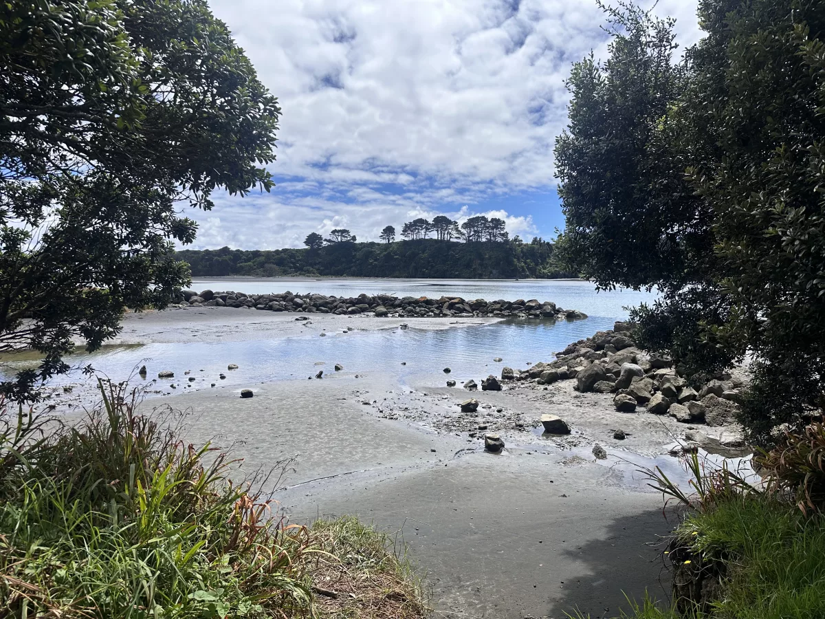 Bei Ebbe konnte man ein Stück über den Sand am Tongaporutu Beach spazieren