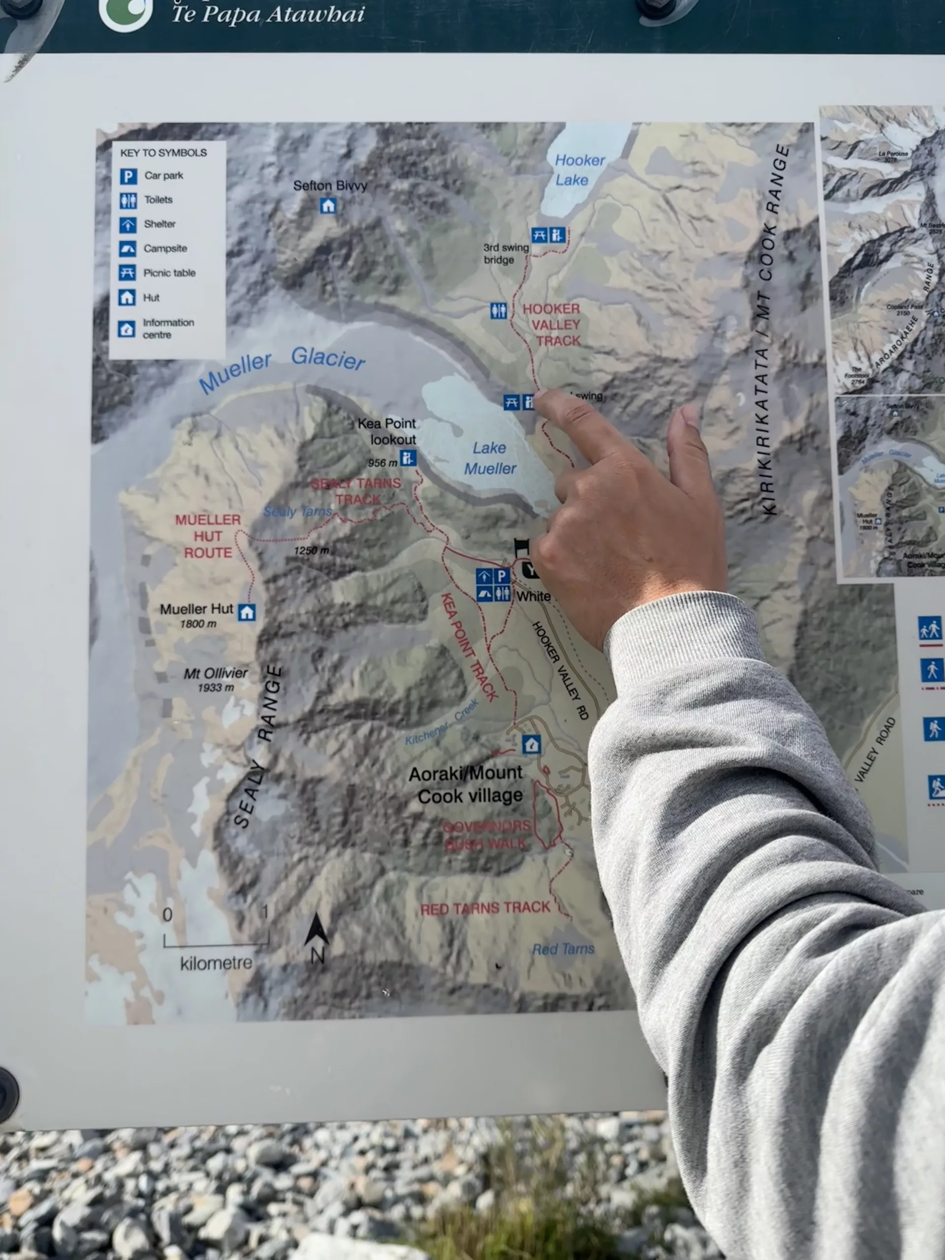 Unsere Wanderroute zum Mueller Gletscher und See
