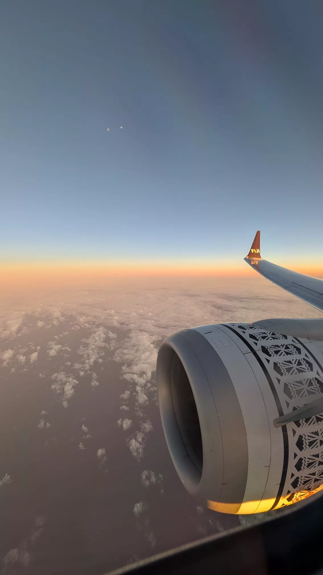 Bye bye Fidschi Aussicht während des Flugs mit Fiji Airways