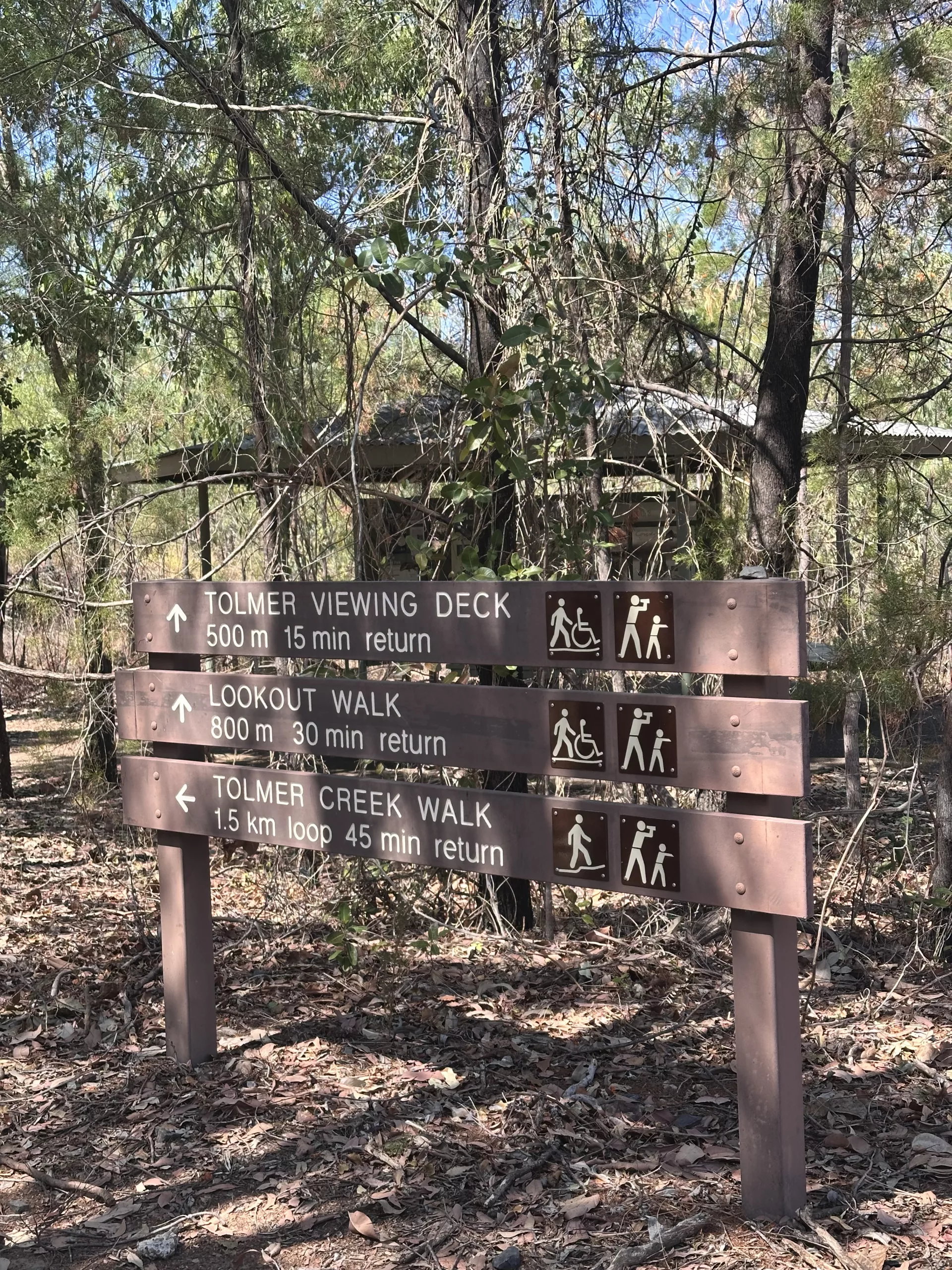 Wegweiser für kurze Spaziergänge an den Tolmer Falls