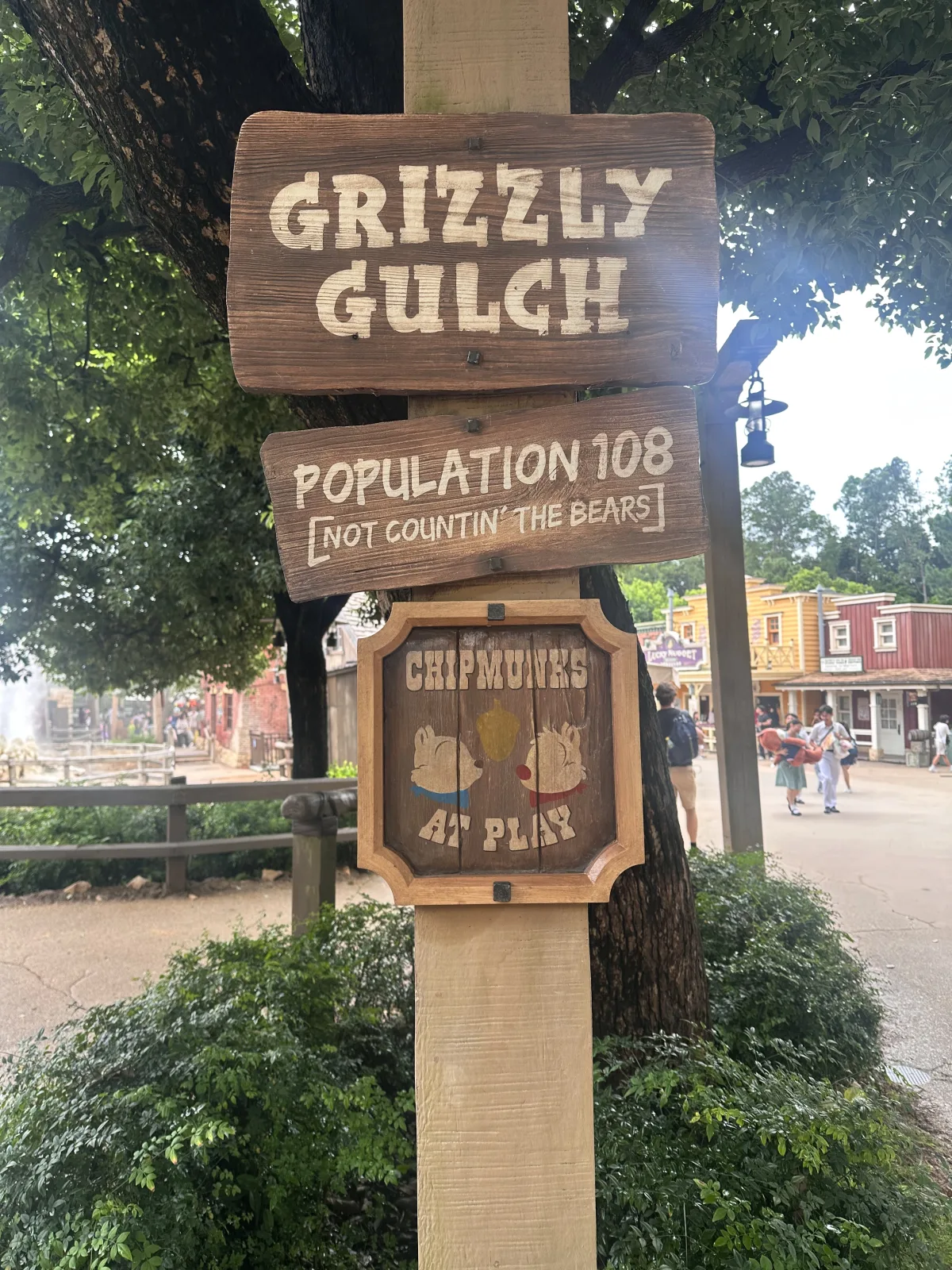 Grizzly Gulch ist das Zuhause der Streifenhörnchen Chip und Chap Grizzly Gulch, das Zuhause von Chip und Chap im Disneyland Hongkong