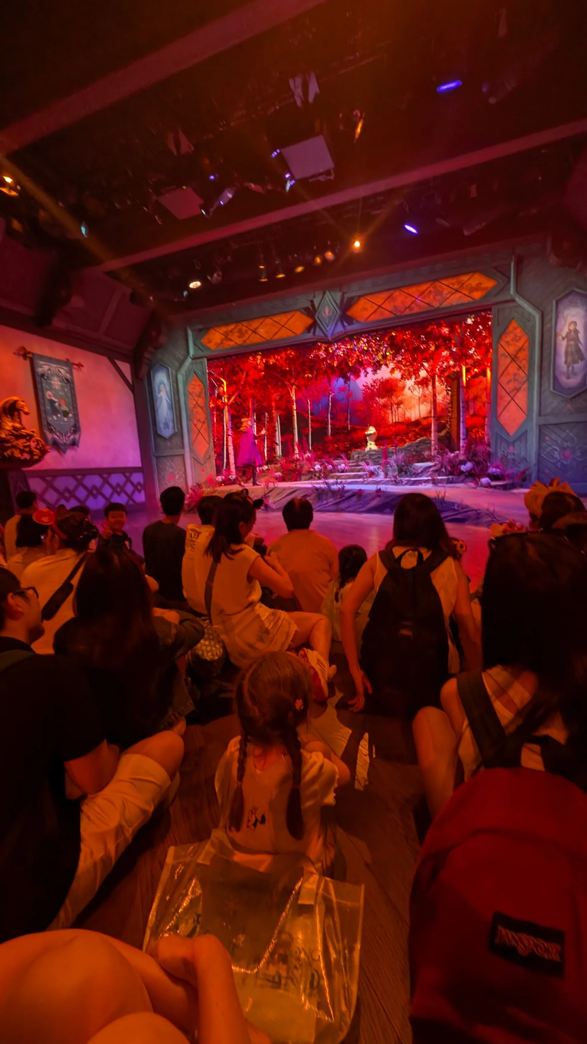 Beginn der Anna und Elsa Show im Playhouse in the Woods